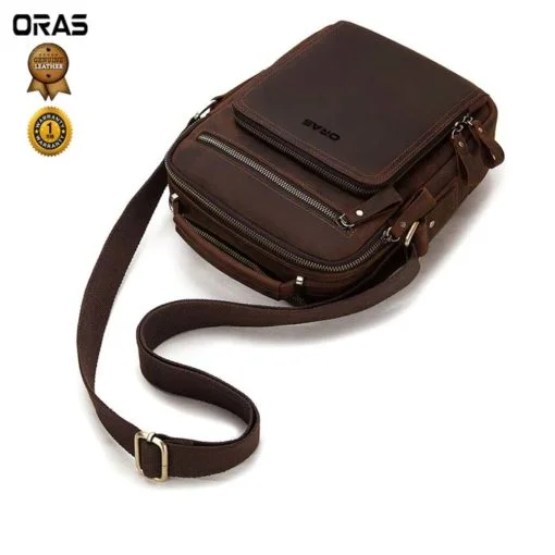 F114 ORAS Genuine Leather Fashion Messenger Bag for Men - Image 3