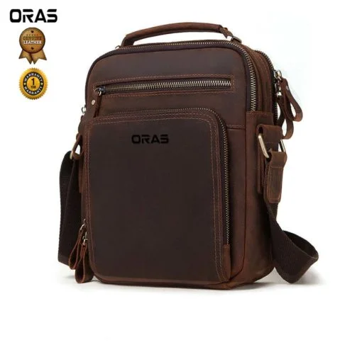 F114 ORAS Genuine Leather Fashion Messenger Bag for Men - Image 2