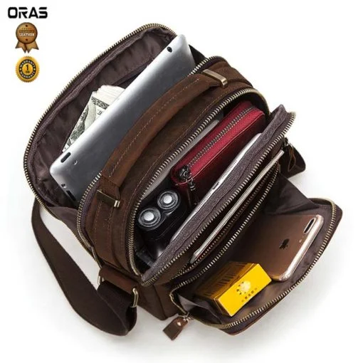 F114 ORAS Genuine Leather Fashion Messenger Bag for Men