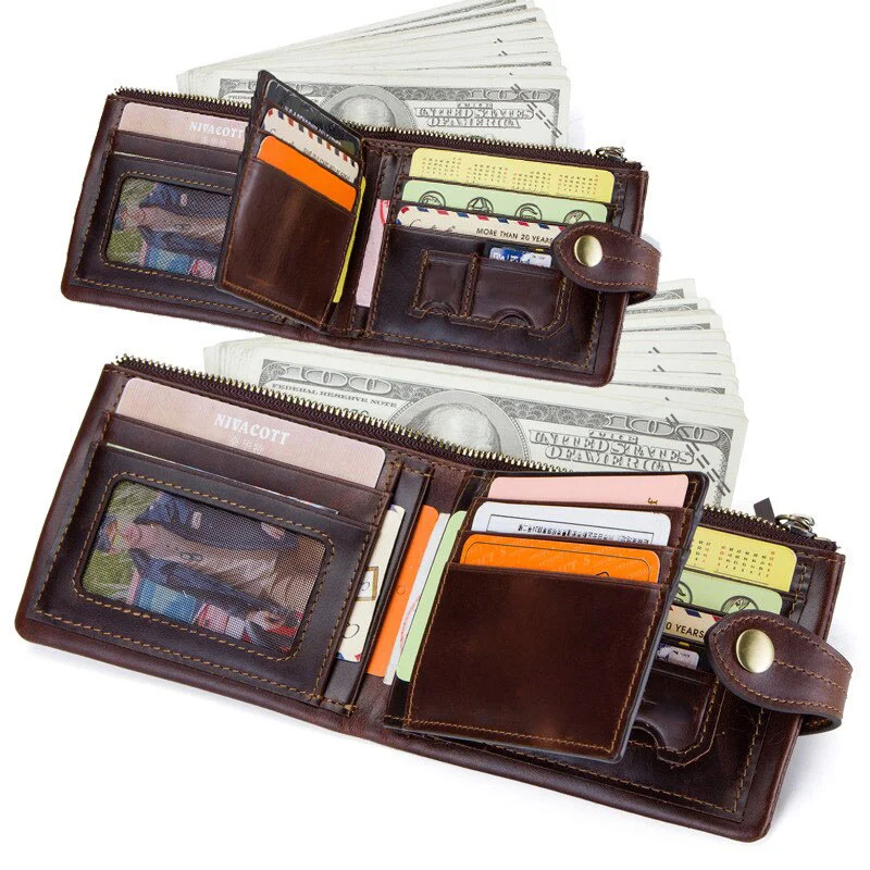 RA37A ORAS Genuine Leather Trifold Zipper Wallet - Image 5