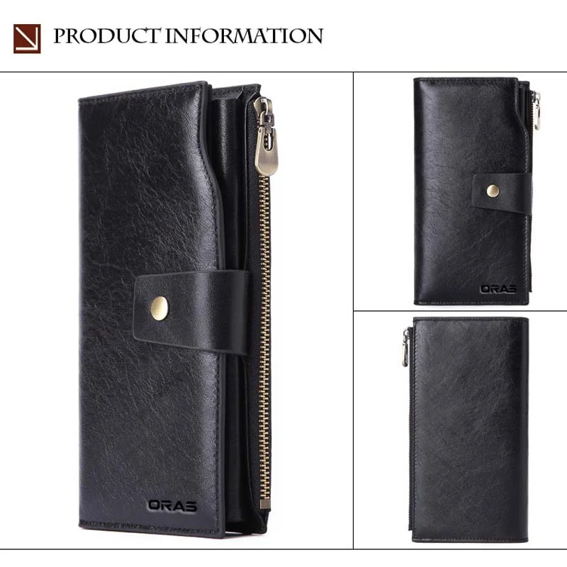 RA45K ORAS Genuine Leather Business Men Long Wallet - Image 3