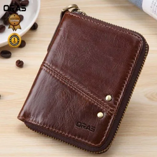 RA47C ORAS Genuine Leather Zipper Wallet - Image 5