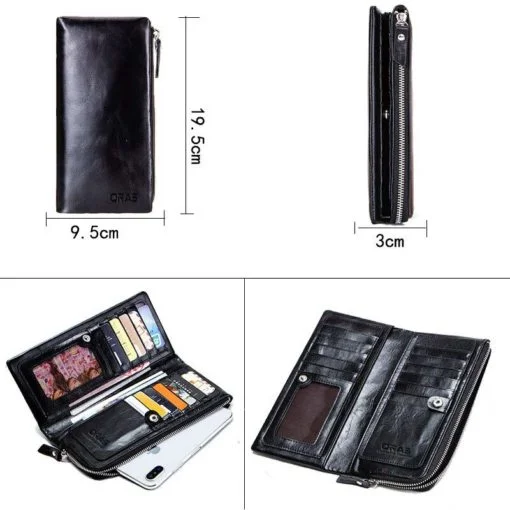 RA76K ORAS Genuine Leather Zipper Wallet - Image 2