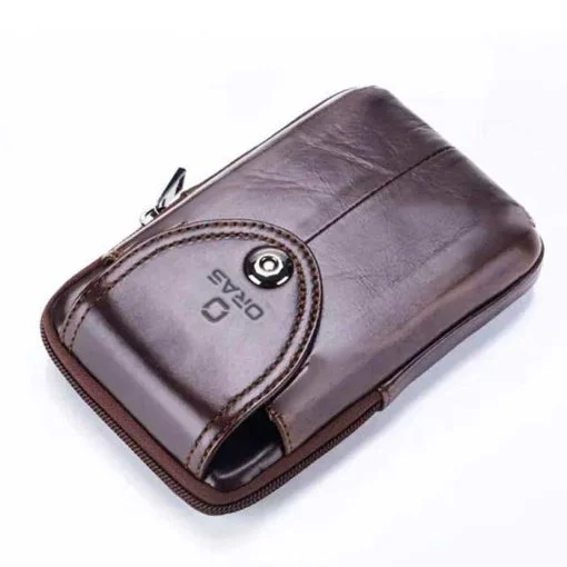 F117 ORAS Genuine Leather Mobile Belt Phone Bag - Image 5
