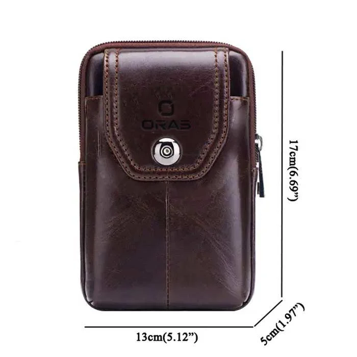F117 ORAS Genuine Leather Mobile Belt Phone Bag - Image 4