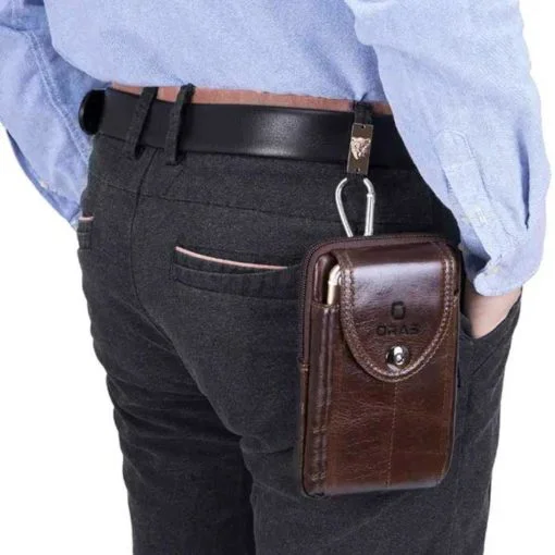F117 ORAS Genuine Leather Mobile Belt Phone Bag - Image 7