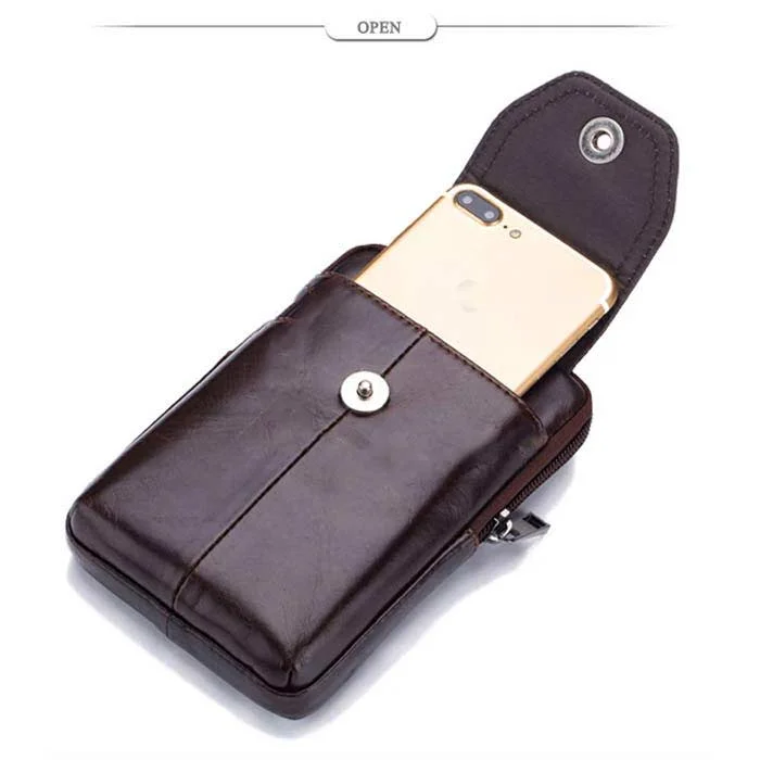 F117 ORAS Genuine Leather Mobile Belt Phone Bag