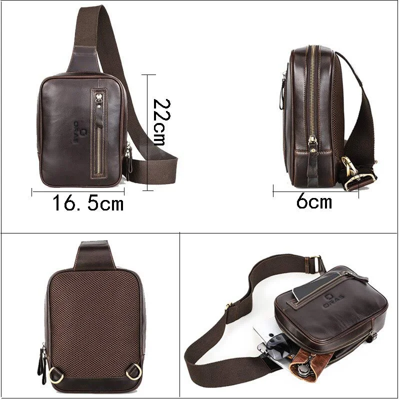 F121 ORAS Genuine Leather Multifunctional Chest Bag - Image 6