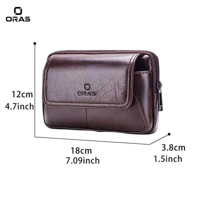 F123 ORAS Genuine Leather Mobile Belt Phone Bag - Image 4