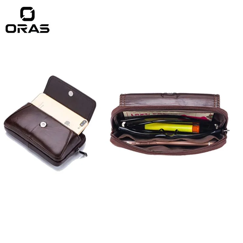F123 ORAS Genuine Leather Mobile Belt Phone Bag - Image 3