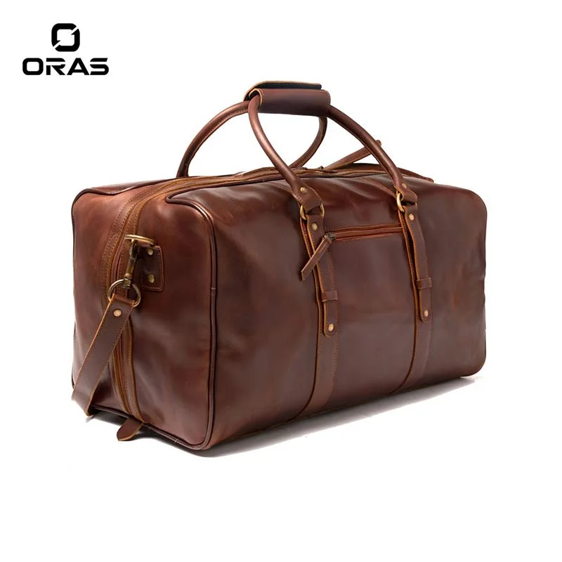 F128 ORAS Full Grain Genuine Leather Duffel Bag - Image 5