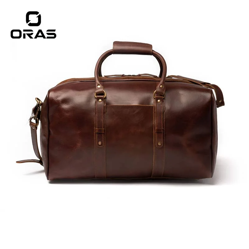 F128 ORAS Full Grain Genuine Leather Duffel Bag - Image 4
