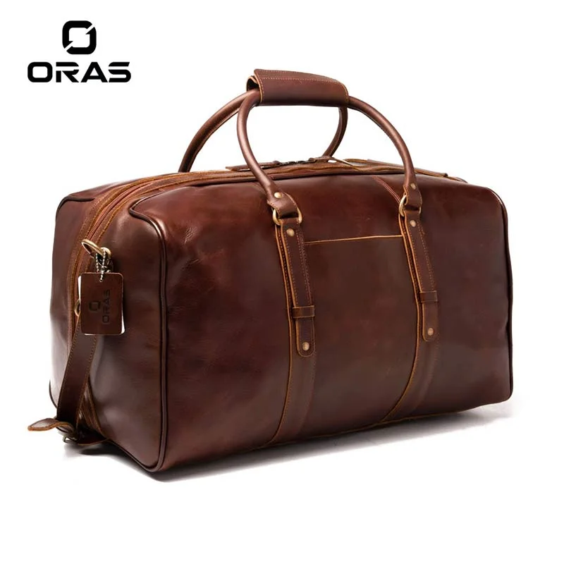 F128 ORAS Full Grain Genuine Leather Duffel Bag