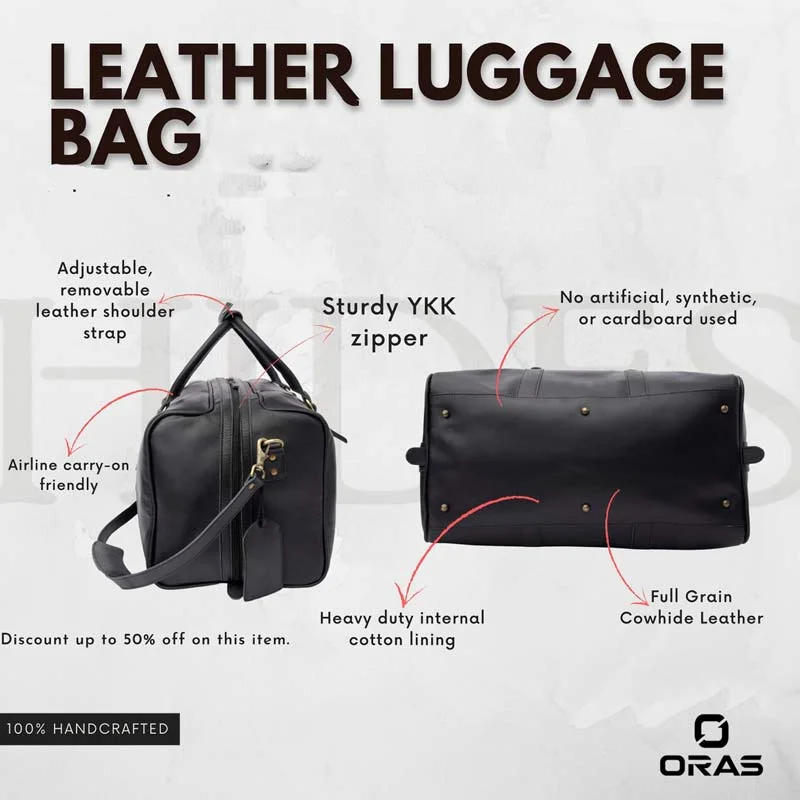 F129 ORAS Full Grain Genuine Leather Duffel Bag - Image 4