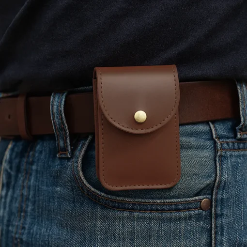 R1096 Stylish Genuine Leather Belt Pouch – Cigarette, Cash & Card Holder